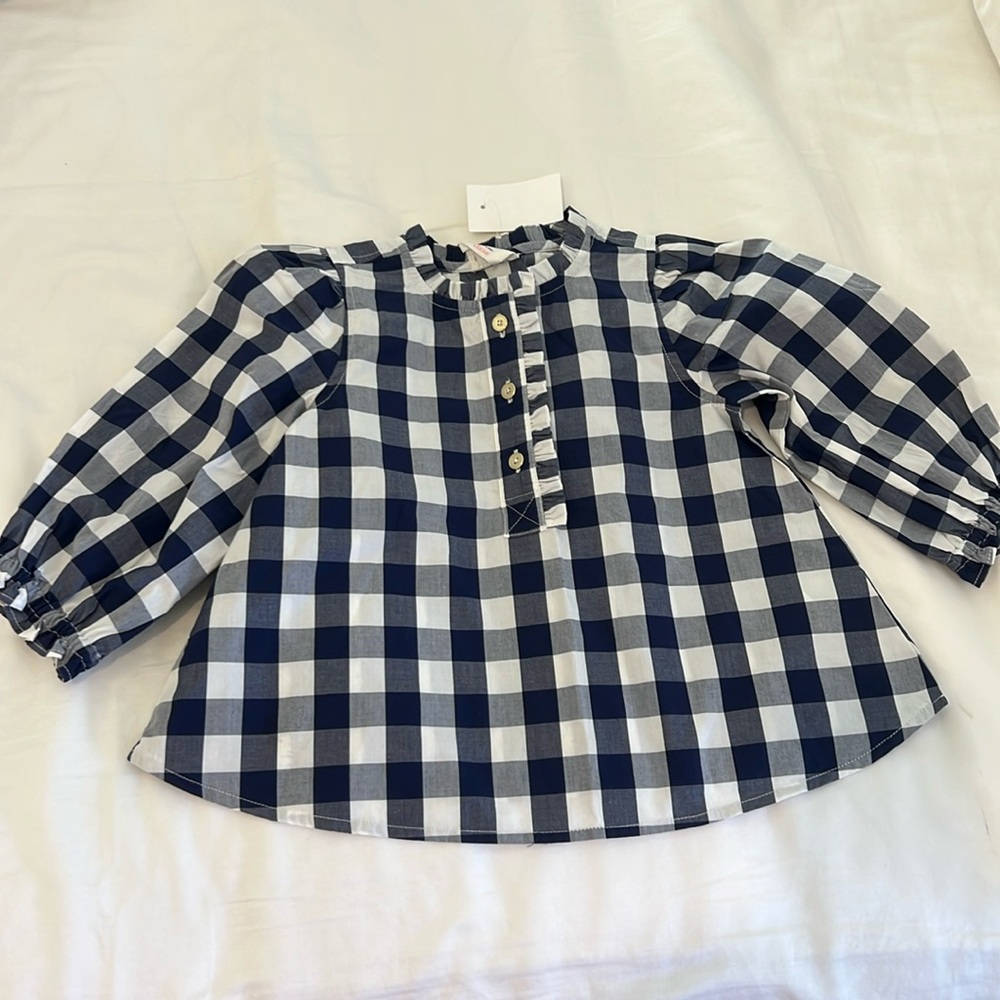 NWT: 2/3 girl J. Crew navy crewcuts gingham blouse top